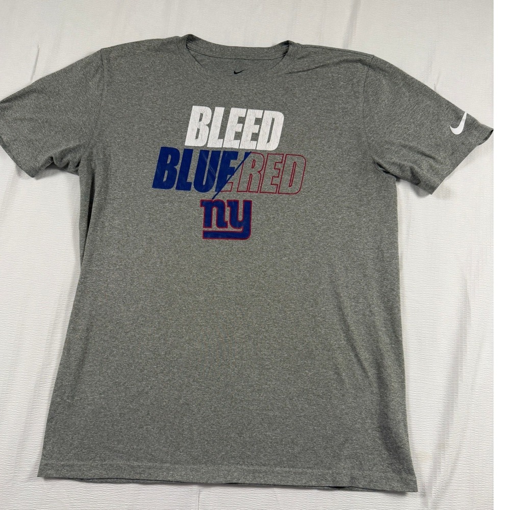Nike New York Giants Mens Medium Grey Bleed Blue Red Dri-FIT Graphic T-Shirt
